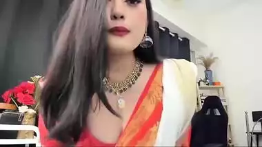 Cute Anna Sexy Live In Orange Saree indian sex video