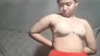 Beautiful cute innocent girl making nude video for Bf