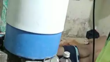 Village girlfriend fucking caught by friend through hole